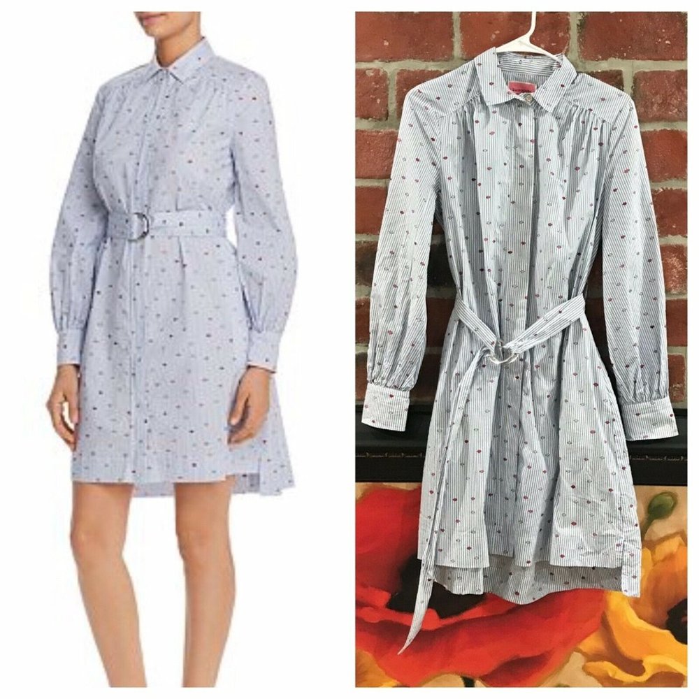 Kate Spade Zip Front Lip Print Belted Dress Small